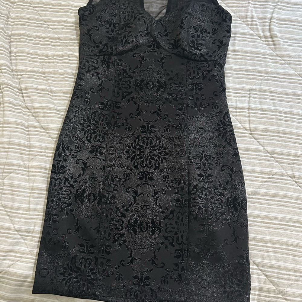 Charlotte Russe Black Patterned Mini Dress